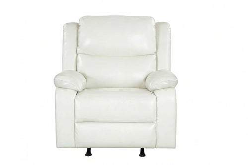 Cream Contemporary Leather-Air Power Rocker Recliner with USB Charging